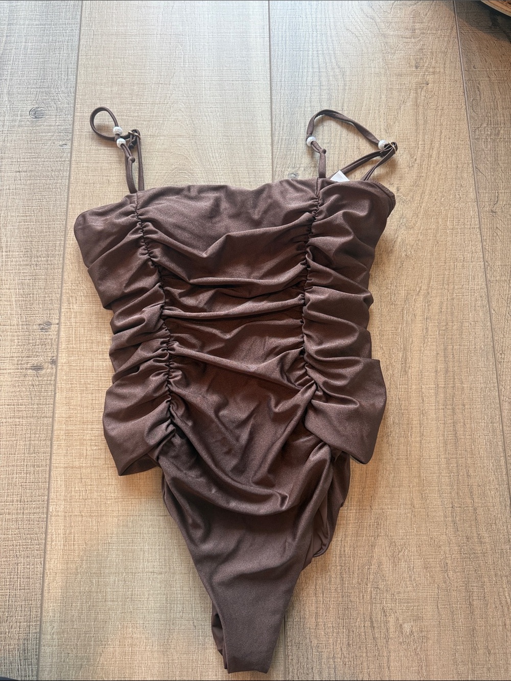 MINKPINK Chocolate Brown Ruched One-Piece Swimsuit
